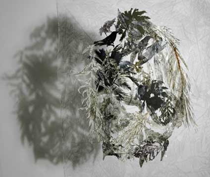 Title: Foliage Medium: Collage on Tulle 2008 Size: H100cm /W90cm